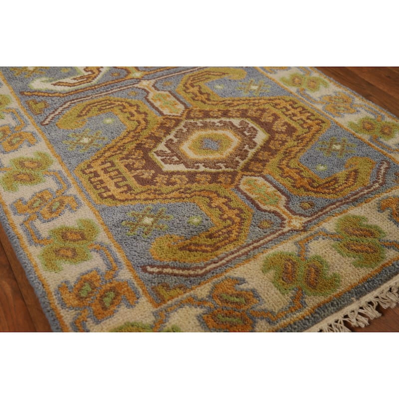 Gray Geometric Kazak Oriental Runner Rug Handmade Wool Carpet - 2'6" x 9'10" - 2'6" x 9'10" - Grey