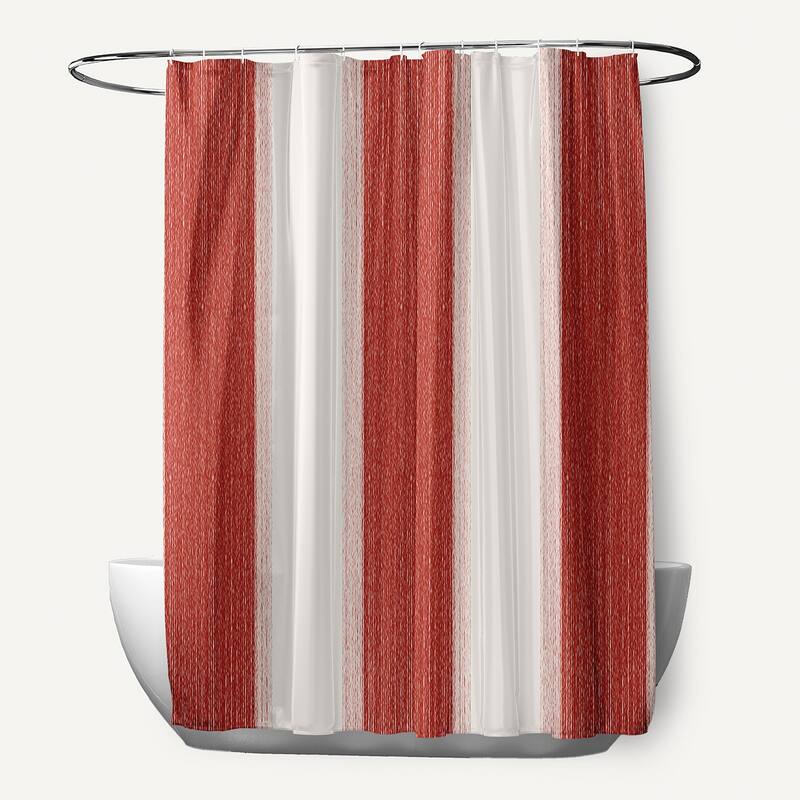 Striate Stripe Stripe Print Shower Curtain (71 x 74) - Orange