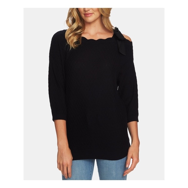 CECE Womens Black 3/4 Sleeve Jewel Neck Top Size S