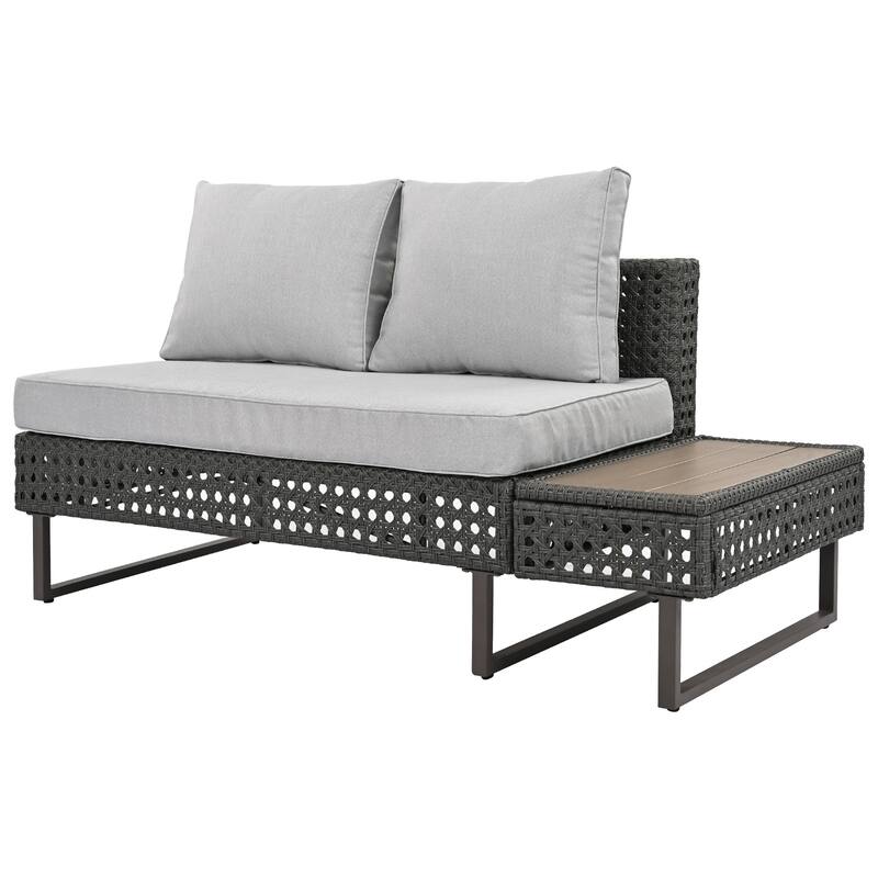 6-Piece Outdoor Sectional Sofa Set with Adjustable Recliner, Ice Bucket Coffee Table & Side Tables