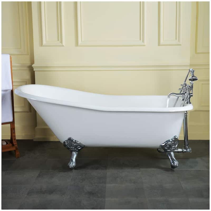 Kingston Brass Aqua Eden 67" Cast Iron Clawfoot Tub with 7" Faucet