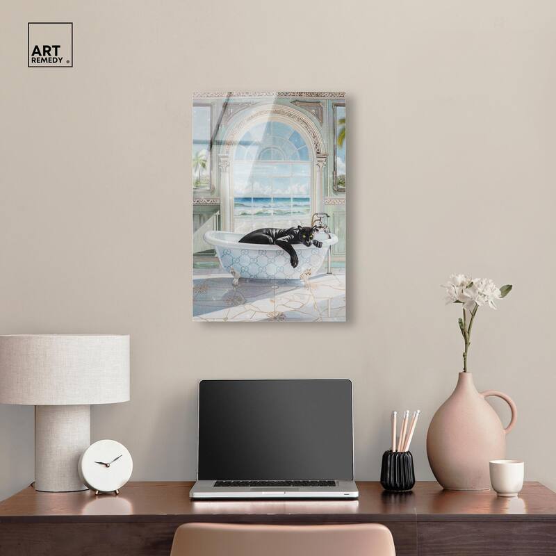 Panther Arch Bathroom Glam Acrylic by Art Remedy, Ready to Hang