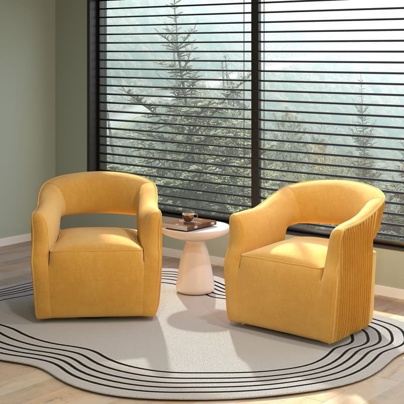 Modern Glam Velvet 360 Degree Swivel Open-Back Accent Armchair Set of 2