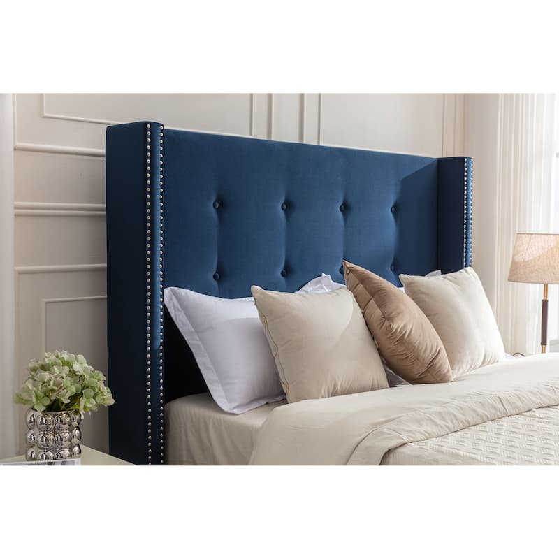 54" High Headboard Queen Peyton Upholstered Velvet Bed