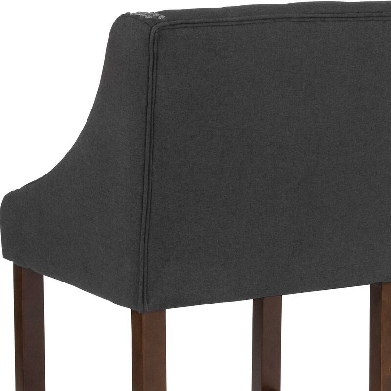 Transitional Tufted Upholstered/Walnut Finish Counter Stool (Set of 2)