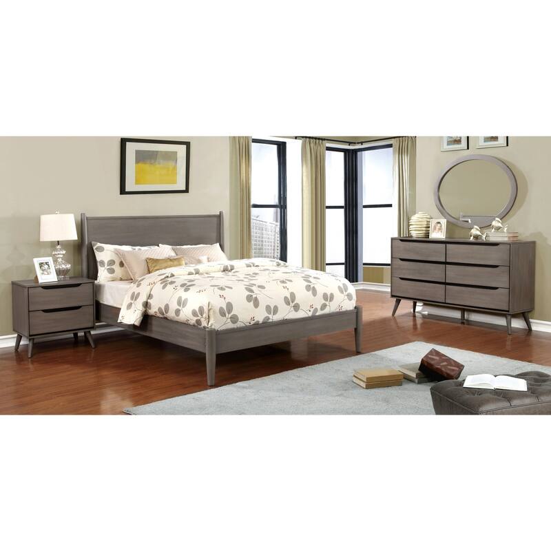 Coop Mid-century Modern Grey Wood 4-Piece Platform Bedroom Set by Furniture of America - King