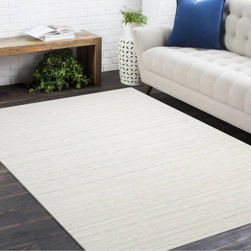 Overton Handmade Modern Contemporary Geometric Area Rug - 8' x 10' - Beige