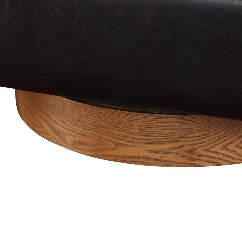 Maisy Faux Leather Wood Base Barrell Swivel Chair For Living Room