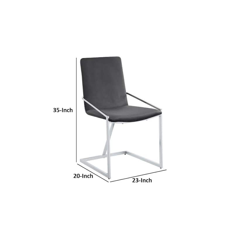 Chrome/Gray Velvet Upholstered Metal Frame Dining Chair, Set of 2, Sturdy Dining Chair for Dining Rooms - 19