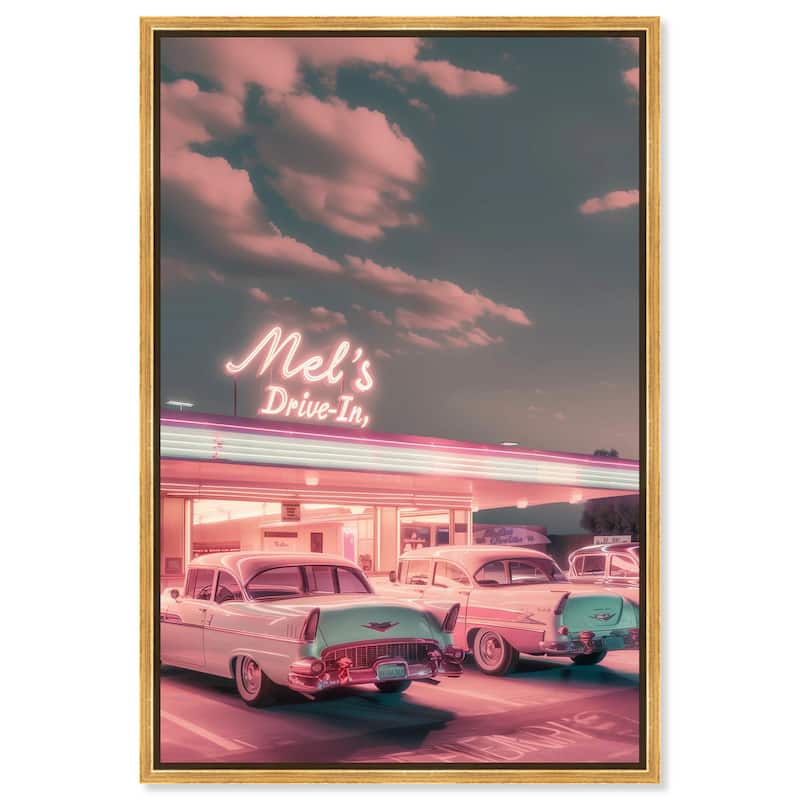 Drive In Stop Canvas by Art Remedy - Gold - 20" x 30"