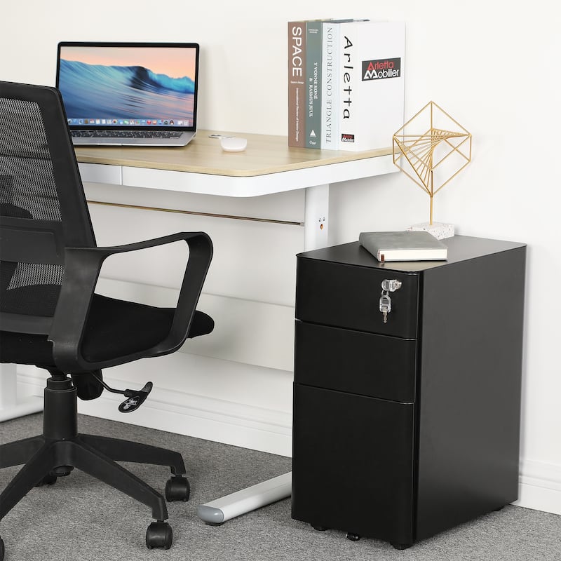 Modern 3-Drawer Mobile Steel File Cabinet