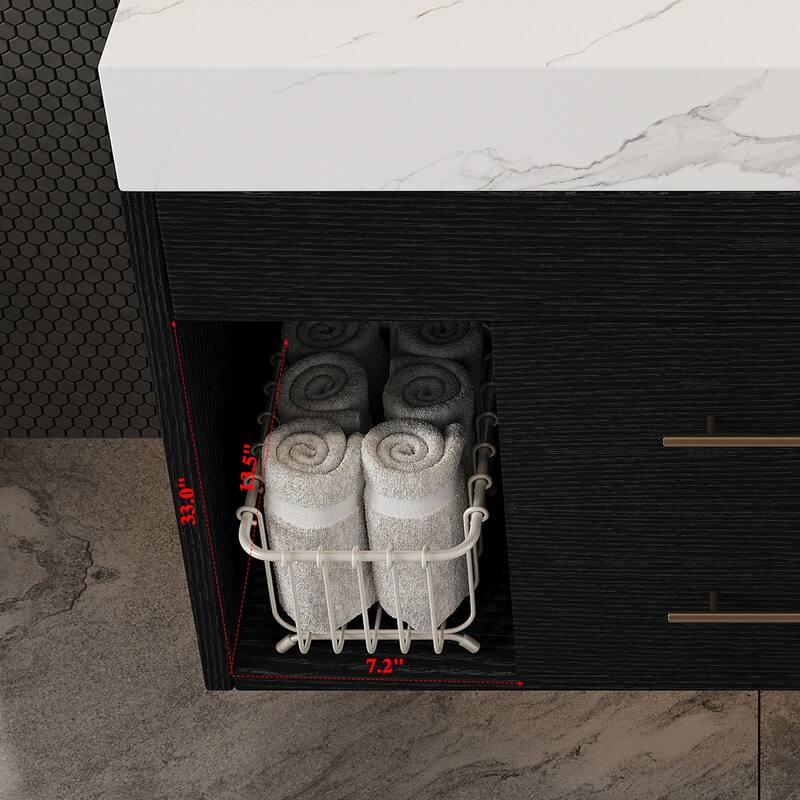 29.9" Modern Floating Bathroom Vanity - Sintered Stone Top with Ceramic Undermount Sink, Wall-Mounted for Small Bathrooms