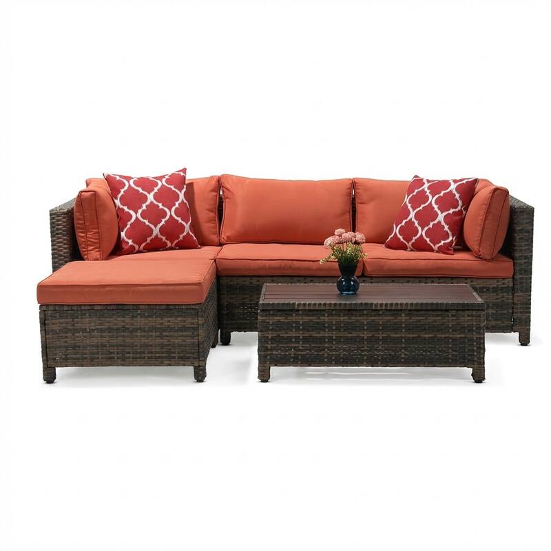 3 Pieces Wicker Patio Outdoor Sectional Set
