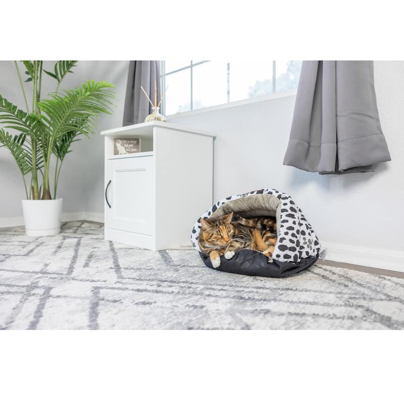 Slipper Cat Bed, Cozy Cave Pet , Aniti Slip Warm Bed For Cats And Dogs - 20"L x 20"W x 11"H - Sage Green with Pawprint