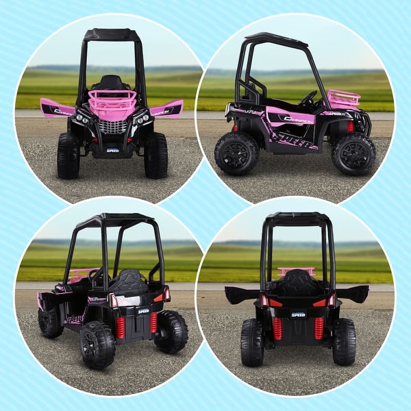 slide 2 of 7, Pink 12V Kids UTV, Music & Lights for Exciting Rides 2-4 Years - Pink