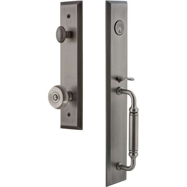 Grandeur FAVCGRBOU_ESETD_NA Fifth Avenue Solid Brass Rose Dummy "C" Grip Handleset with Bouton Knob