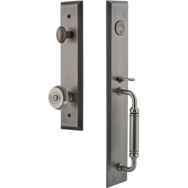 Grandeur FAVCGRBOU_ESET_234 Fifth Avenue Solid Brass Rose Keyed Entry Single Cylinder "C" Grip Handleset with Bouton Knob and