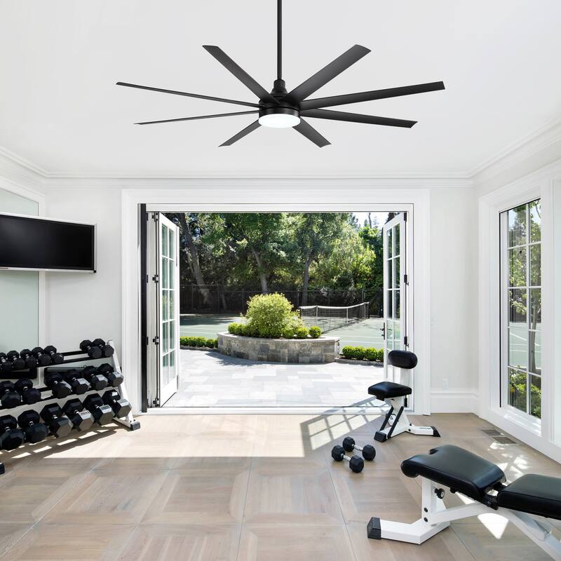 52"/ 65"/72" Black LED Ceiling Fan with Light Kit and Remote(5/8 Blade)