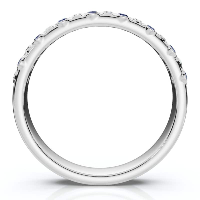 Bliss Diamond 1/5Ct Diamond & Sapphire Rhythm Anniversary Band Gold or Platinum Lab Grown