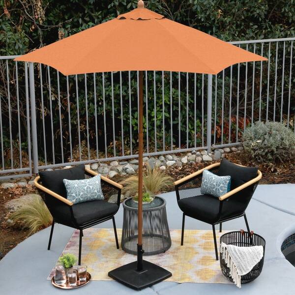 compact patio umbrella Tilt Umbrella base not included Astella 7.5' Rd Faux-Wood Outdoor