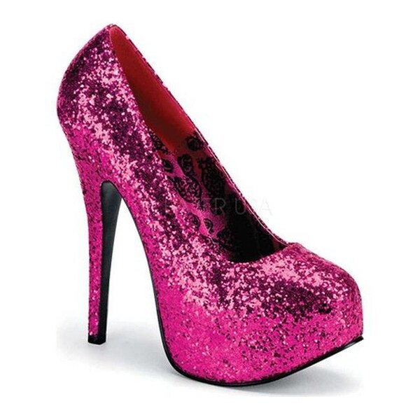 glitter pink high heels