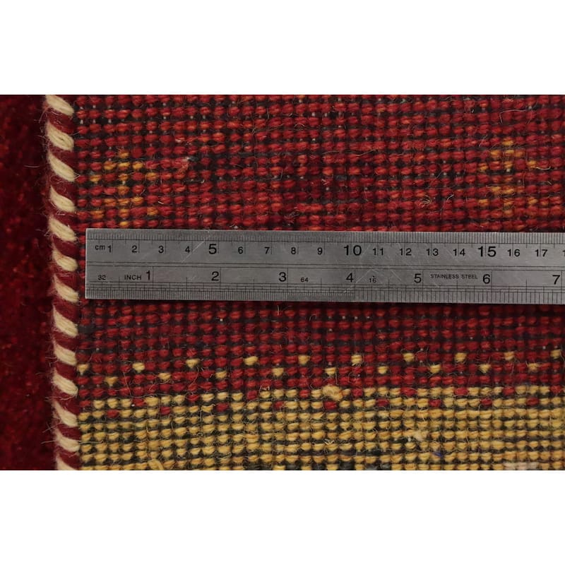 Hand Knotted Oriental 100% Wool Carpet Tribal Geometric Red Gabbeh Area Rug - 7' 10'' X 5' 5''