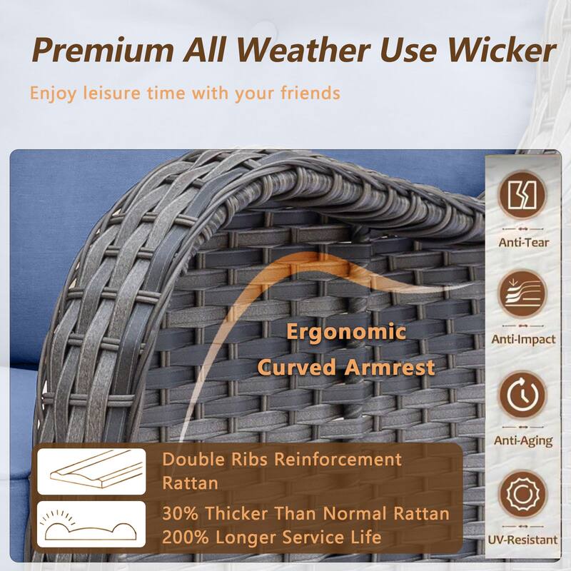 12 Piece Outdoor Wicker Patio Furniture Swivel Glider Chairs Set