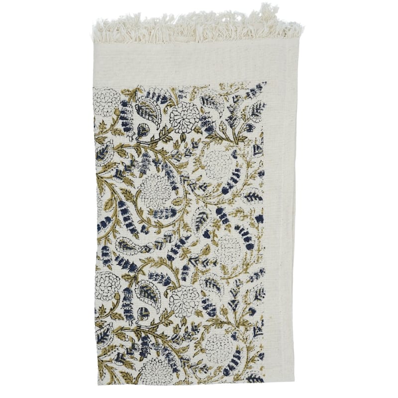 Fabdivine Handmade Floral Block Print Kitchen or Bath Room Hand Towels Home or Office Accent