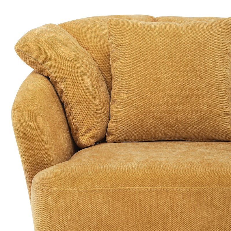 Upholstered Swivel Accent Chair Barrel Armchair Metal Frame with Pillows Living Room Chair