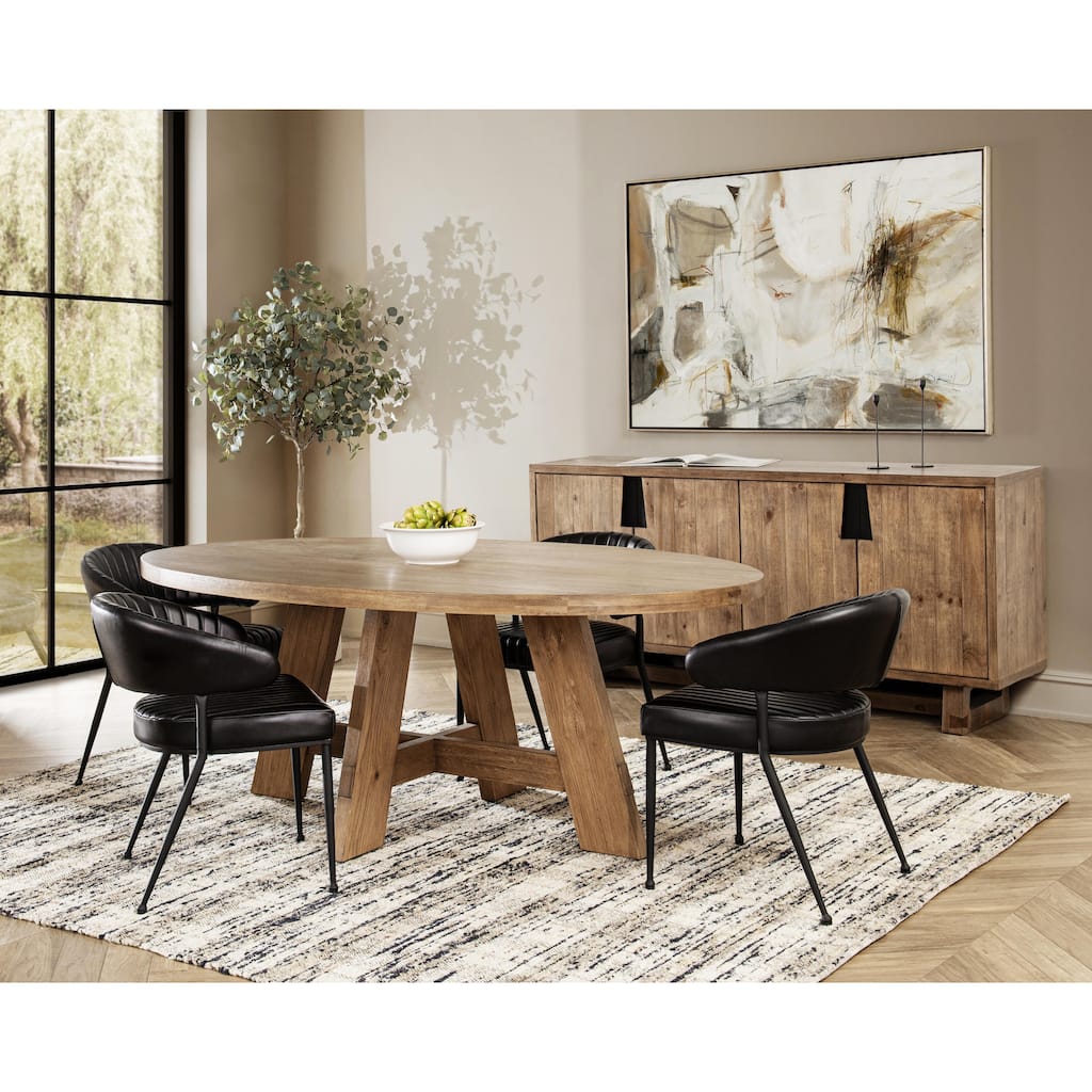 Classic Home Crescent 80" Oval Reclaimed Oak Dining Table in Natural Finish