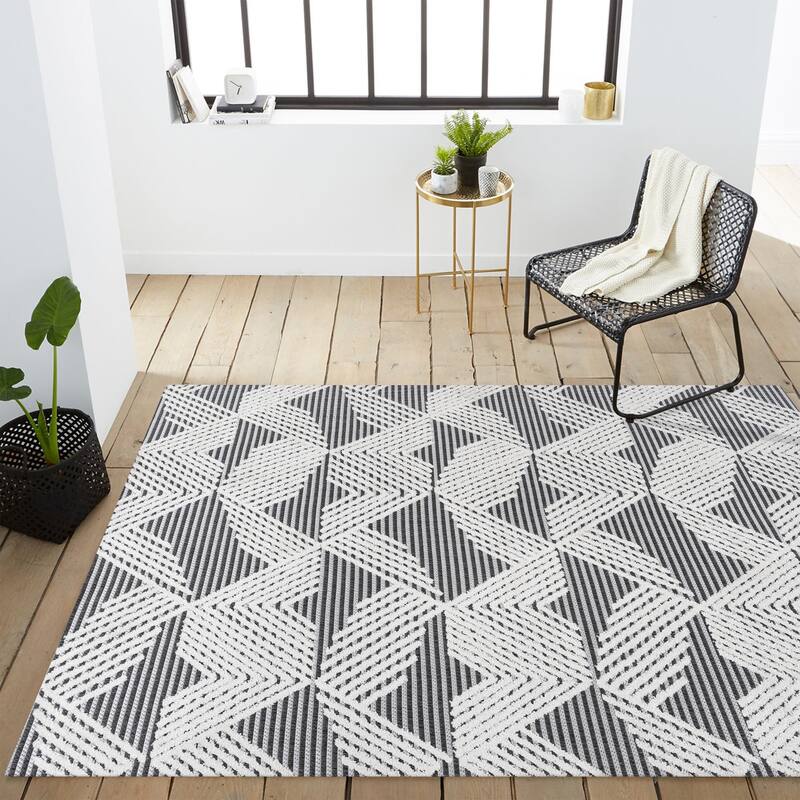 JONATHAN Y Sumak High-Low Pile Art Deco Geometric Indoor/Outdoor Area Rug