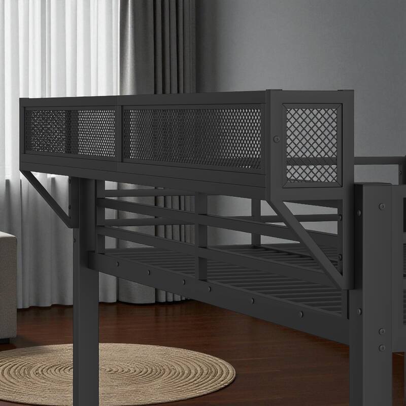 Queen over Queen/Twin XL over Twin XL Metal Bunk Bed with Storage Shelves, Drawers, USB Ports & LED Lights