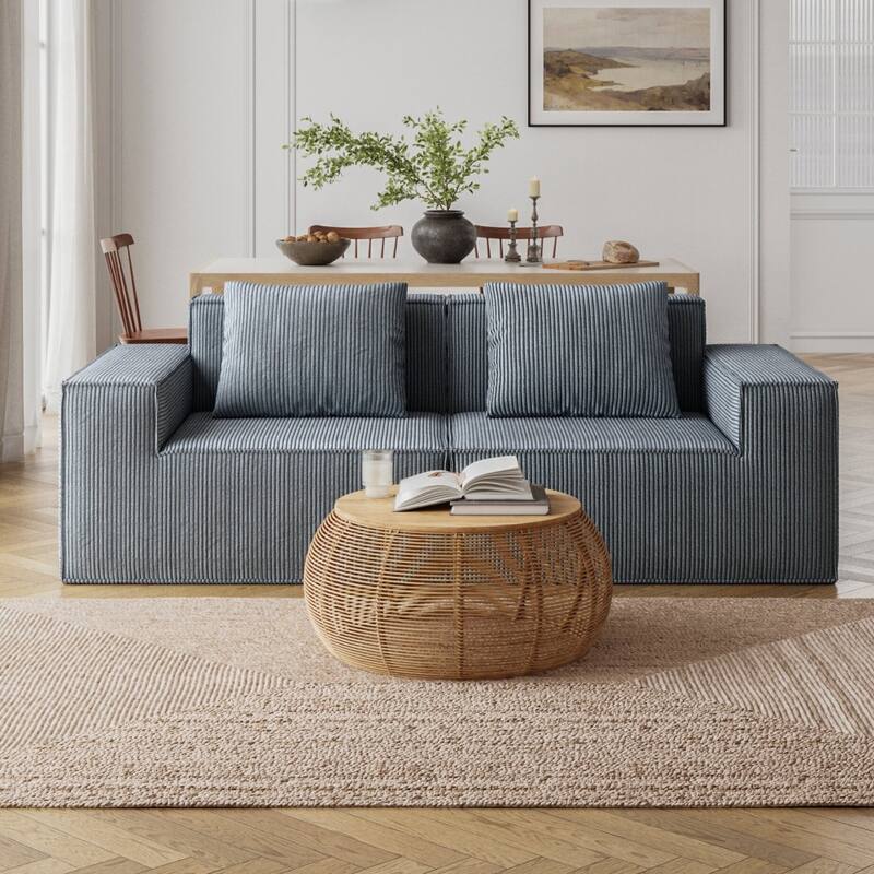 Soft Corduroy Cloud Velvet Fabric Two Person Sofa