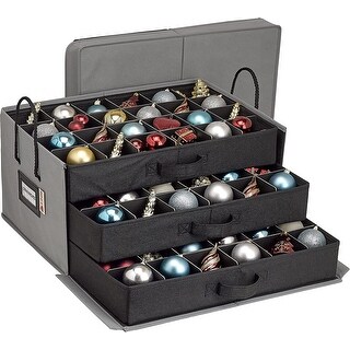HOLDN’ STORAGE Christmas Ornament Storage Container Box with Dividers - Stores up to 72 - 3" Ornaments