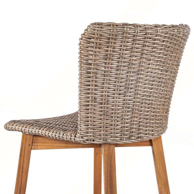 Outdoor Bar Stool with Wicker Set of 2