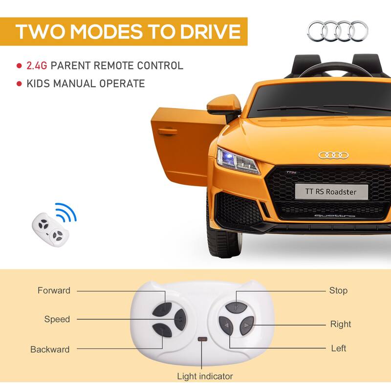 Licensed Audi TT RS 6V Kids Ride On Car with Suspension, Remote Control, Horn, Music & MP3 Player