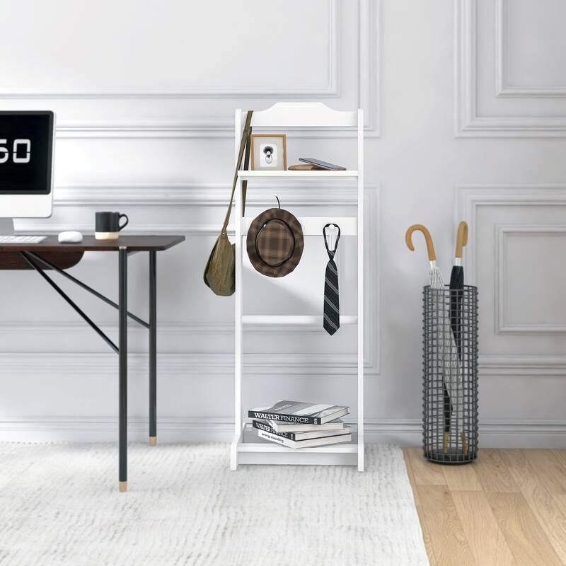 Modern Simple Coat Rack, Portable Storage Rack, White Finish, Stable and Sturdy, for Hallway, Living Room