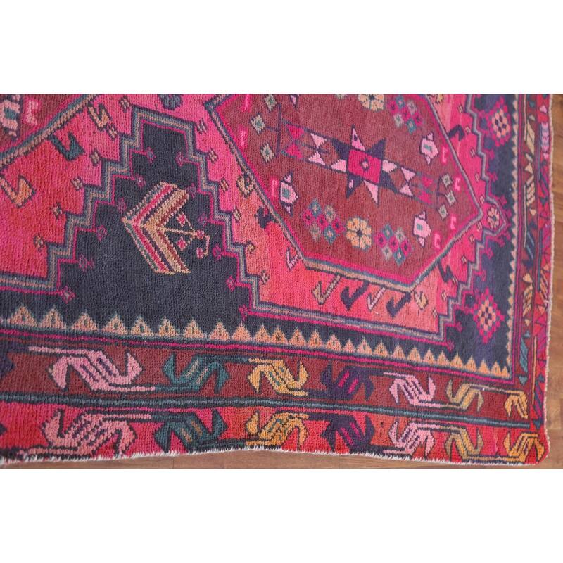 Hand Knotted Oriental 100% Wool Carpet Traditional Tribal Navy Blue & Blues Ardebil Runner Rug - 11' 10'' X 4' 1''