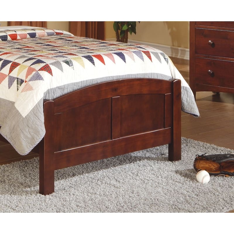 Twin Size Panel Bed with Carved Headboard and Rubberwood Frame