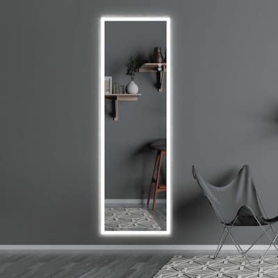 ExBrite 22'' x 65'' LED Full Length Lighted Mirror,Wall Mounted Hanging,Dimmable Lights