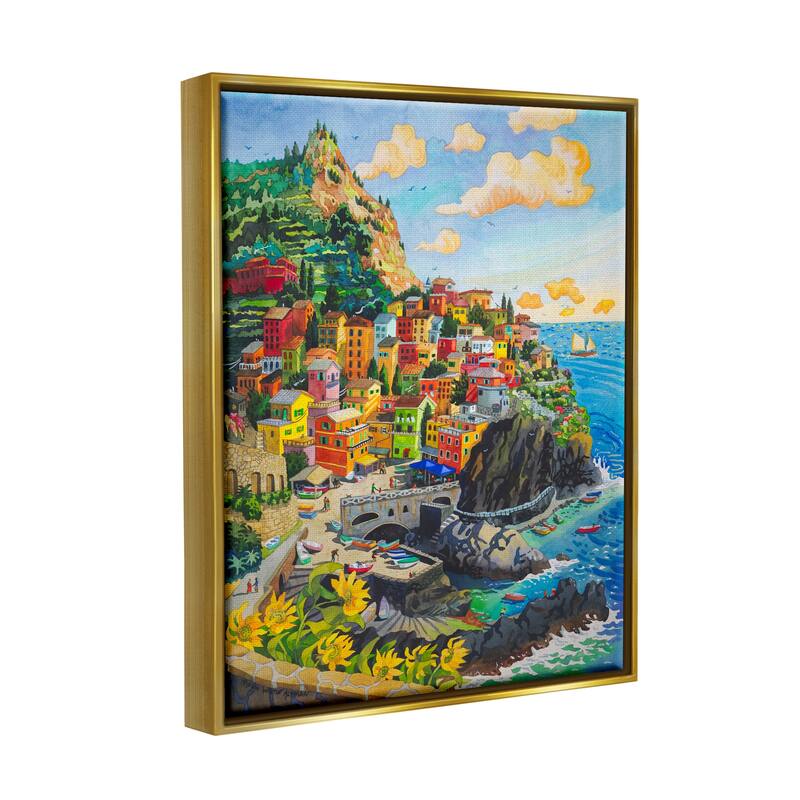 Stupell Cinque Terre View Framed Floater Canvas Wall Art Design by Robin Altman