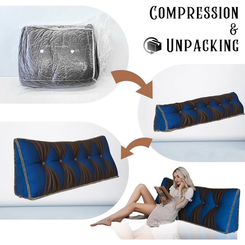 WOWMAX Triangle Reading Pillow Wedge Headboard Pillow Backrest Back Support for Queen Size Sitting Up in Bed