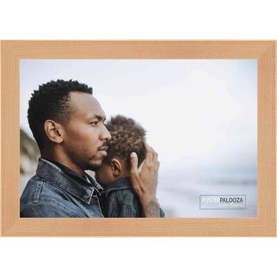 12x9 Contemporary Natural Complete Wood Picture Frame with UV Acrylic, Foam Board Backing, & Hardware