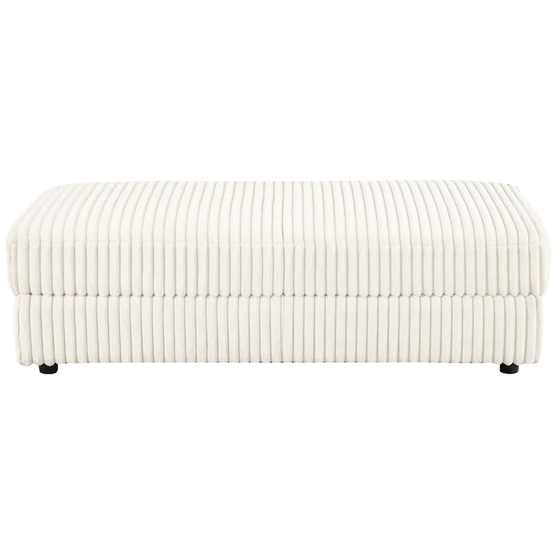 Sono Storage Ottoman, 61 Inch, Ivory Fabric with Channel Tufting