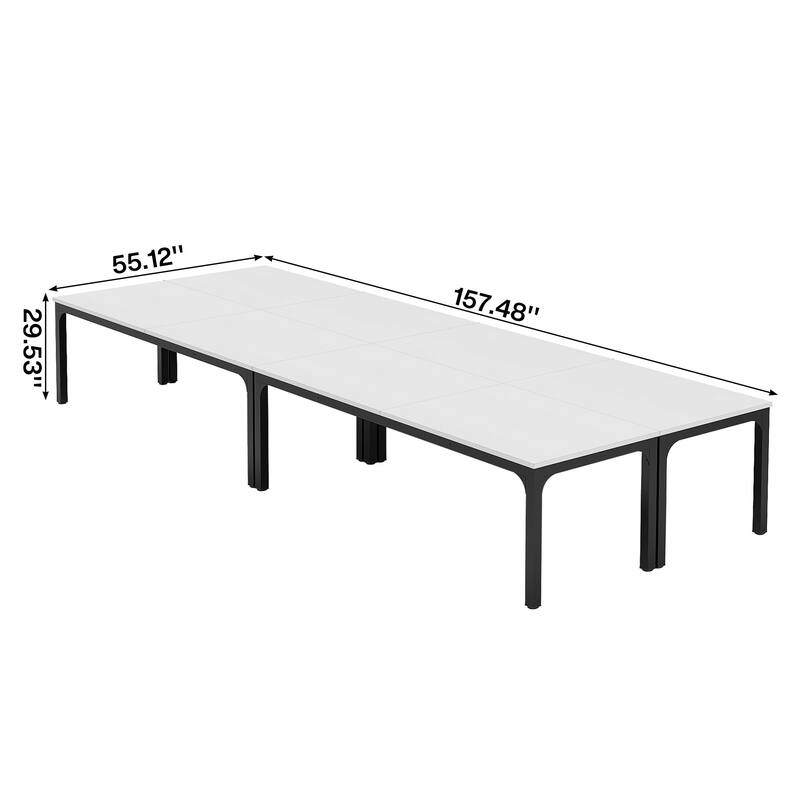 Long Conference Table Set of 4, 13FT Large Rectangle Meeting Seminar Table, 78.74-Inch Business Tables