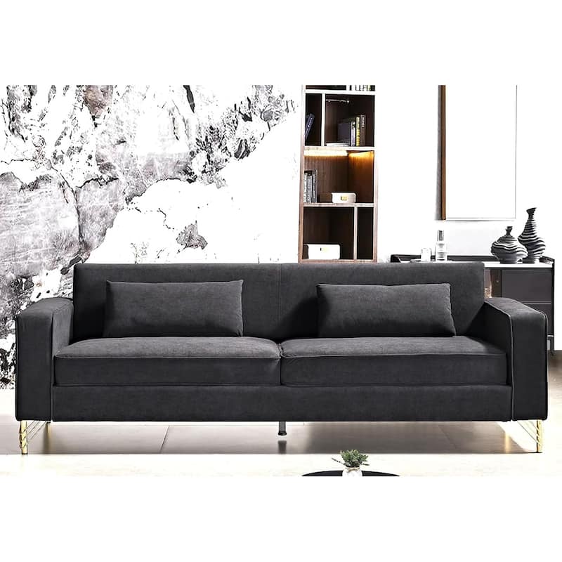 Aesthetic 85.8" Velvet Sofas for Living Room 3 Seater Couch with Classic Modern Appeal and Luxurious Soft Comfort - Black