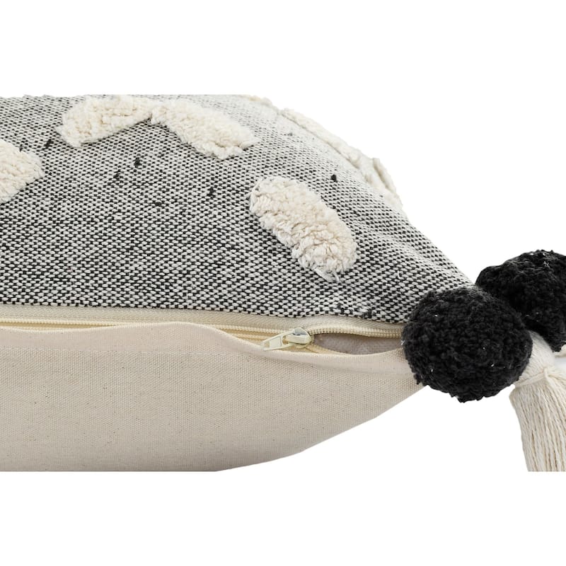 20" Black and Gray Zig-Zag Square Throw Pillow