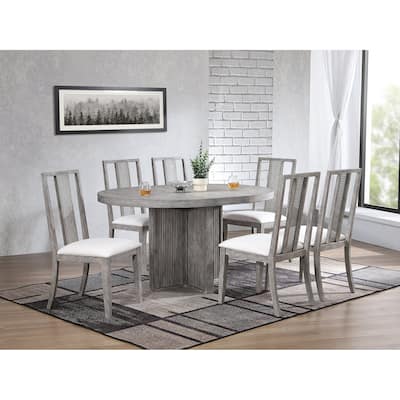 Ripple Dining Table & Max 7-Piece Dining Set In Dove Grey