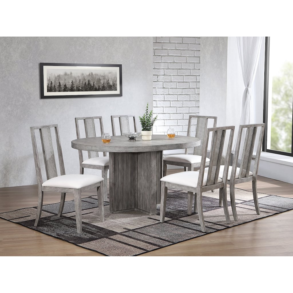 Ripple Dining Table & Max 7-Piece Dining Set In Dove Grey