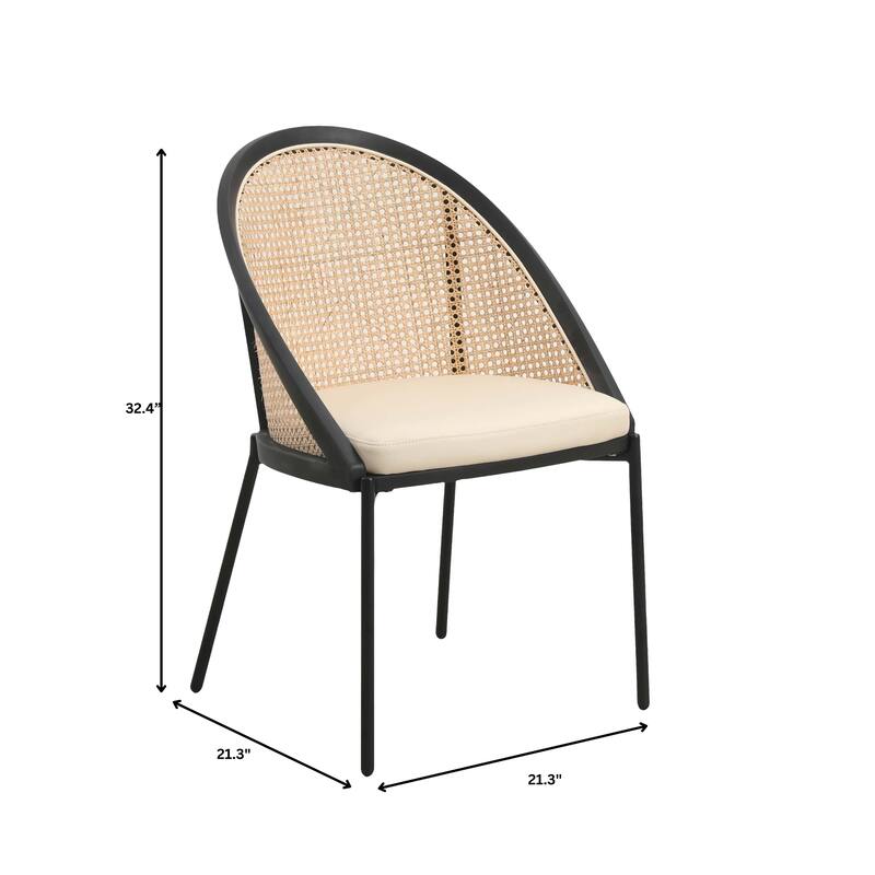 Urbane Modern Stylish Dining Chair with Vinyl Fabric Seat and Wicker Back for Dining Room & Kitchen, Set of 4